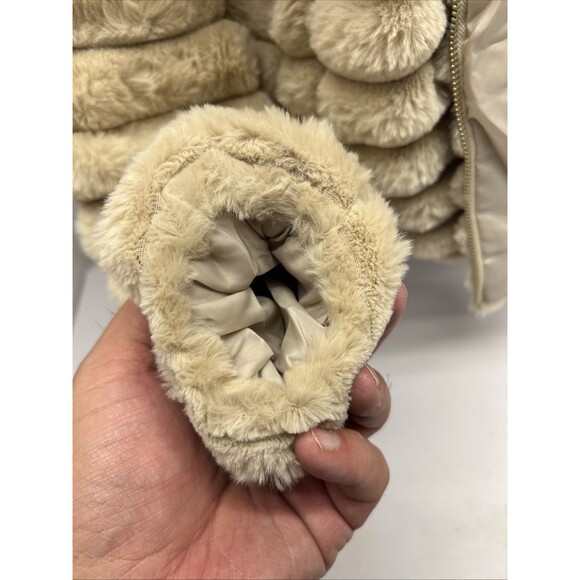 Red Marine Amsterdams Beige Very Fuzzy Hooded Zip Front Jacket SZ L New w/Tags - Picture 9 of 10